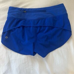 Lululemon Royal Blue Low Rise Speed Up Shorts Size 2